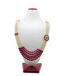 VIVA VIRAL Five Layer Real Pink White Gold Onyx Classical Product With Multilayer Pearl Beeds Moti Mala With Unique Stylish Bronze Beads Necklace for Women and Girls-thumb1