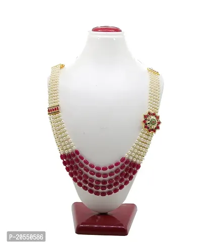 VIVA VIRAL Five Layer Real Pink White Gold Onyx Classical Product With Multilayer Pearl Beeds Moti Mala With Unique Stylish Bronze Beads Necklace for Women and Girls-thumb2