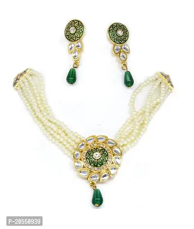 VIVA VIRAL Stylish Traditional Gold plated Meenakari Necklace Set For Girls  Womens-thumb0