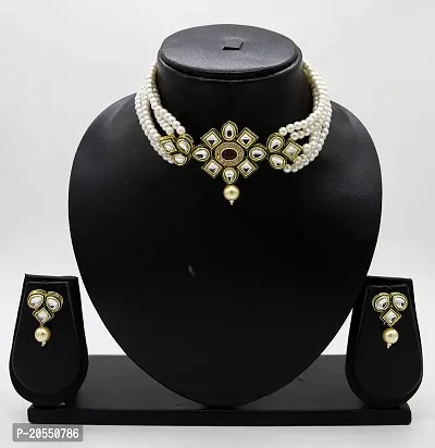 VIVA VIRAL Gold-Tone Tredational Kundan and Pearl Necklace Set For Girls  Women's-thumb2