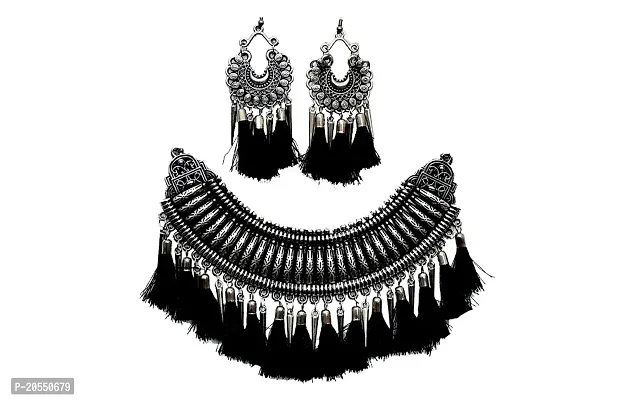 VIVA VIRAL Ethnic Silver Oxided Plated jewellery Necklace set For Woman  Girls