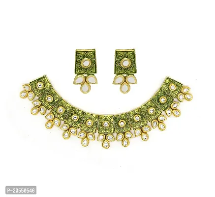 VIVA VIRAL Glorious kundan Gold plated Wedding Jewellery choker set for Woman  Girls-thumb0