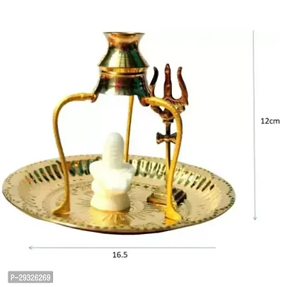 Marble Shivling with Brass Plate, Kalash with Stand/trishul Brass for Religious Purpose 12 Cm  (brass, Gold)-thumb4