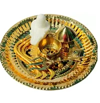 Marble Shivling with Brass Plate, Kalash with Stand/trishul Brass for Religious Purpose 12 Cm  (brass, Gold)-thumb2