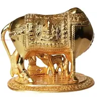 Cow and Calf with Krishna Brass Like Metal Showpiece for Decorative Gift Items Gold Big Decorative Showpiece - 12 cm  (Metal, Gold)-thumb4