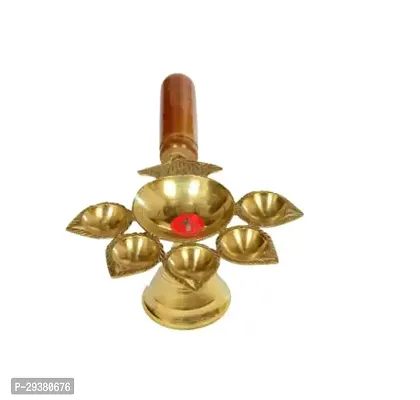 Poojan Paatr Panch Aarti Brass Diya Oil Lamp Jyoti Puja - Metal Panch Arti Diya for Diwali Pooja - Diya for Puja and Festival Decoration . Brass Table Diya  (Height: 3.5 inch)-thumb2