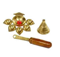 Poojan Paatr Panch Aarti Brass Diya Oil Lamp Jyoti Puja - Metal Panch Arti Diya for Diwali Pooja - Diya for Puja and Festival Decoration . Brass Table Diya  (Height: 3.5 inch)-thumb2