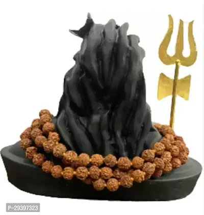 ADIYOGI IDOL WITH RUDRAKSH MALA AND TRISHUL Decorative Showpiece - 12 cm  (Polyresin, Black)-thumb4