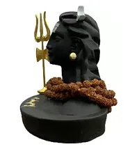 ADIYOGI IDOL WITH RUDRAKSH MALA AND TRISHUL Decorative Showpiece - 12 cm  (Polyresin, Black)-thumb1