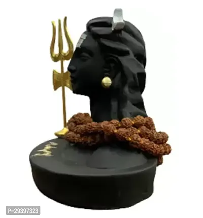 ADIYOGI IDOL WITH RUDRAKSH MALA AND TRISHUL Decorative Showpiece - 12 cm  (Polyresin, Black)-thumb2