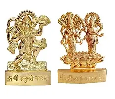 4 Combo Hanuman ji, Laxmi Narayan, Shankar ji and Maa Durga ji Combine Set of Spiritual Religious Metal Gold Plated Statues (Standard Size)-thumb2