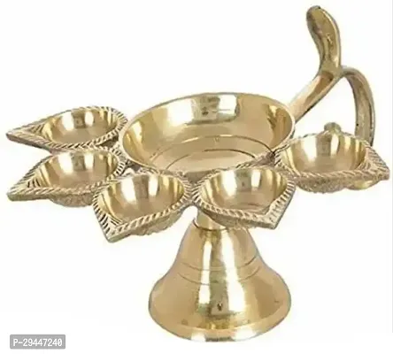 Brass Panch Aarti Lamp Puja Diya for Diwali-thumb0