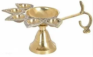 Brass Panch Aarti Lamp Puja Diya for Diwali-thumb1