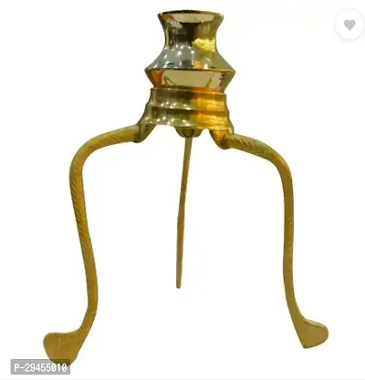 Shivling Stand Without Shivling Brass Lota for Puja Tripai Lota for Jalabhishek of Shivling Decorative Showpiece Decorative Showpiece - 15 cm  (Brass, Gold)-thumb0