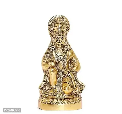 Hanuman ji Statue Sitting Metal Hanuman ji Idol Bajrangbali Murti Gift Article Decorative Showpiece Decorative Showpiece Decorative Showpiece (Goloden)