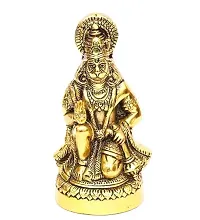 Hanuman ji Statue Sitting Metal Hanuman ji Idol Bajrangbali Murti Gift Article Decorative Showpiece Decorative Showpiece Decorative Showpiece (Goloden)-thumb1