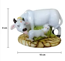 Cow With Calf Decorative Showpiece - 8 cm  (Polyresin, White)-thumb1