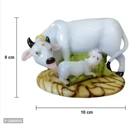 Cow With Calf Decorative Showpiece - 8 cm  (Polyresin, White)-thumb2