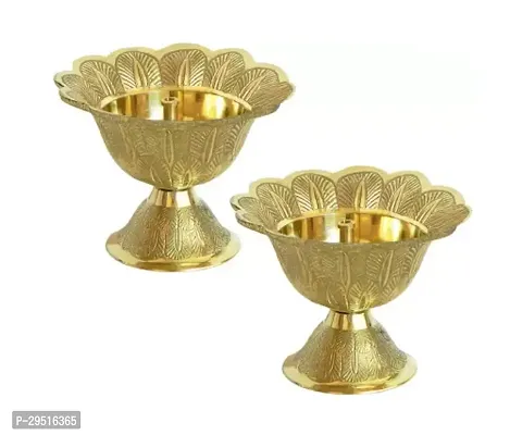 Brass Table Diya Set Height: 2 inch-thumb0