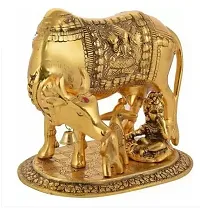 Kamdhenu Cow Calf with Laddu Gopal Decorative Showpiece - 16 Cm-thumb1