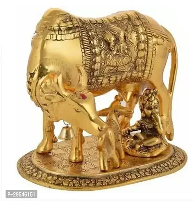 Kamdhenu Cow Calf with Laddu Gopal Decorative Showpiece - 16 Cm-thumb2