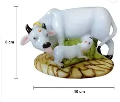 White Marble Cow With Calf Decorative Showpiece 12 cm-thumb1