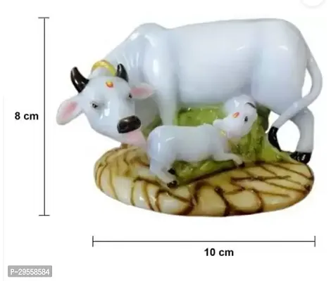 White Marble Cow With Calf Decorative Showpiece 12 cm-thumb2