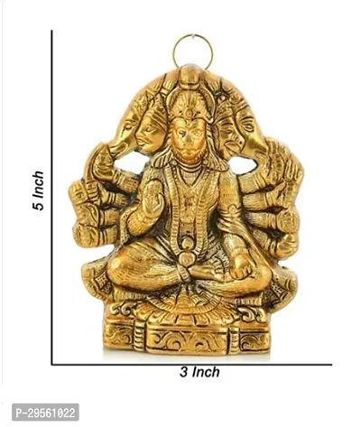 Golden Metal Panchmukhi Hanuman Decorative Religious Showpiece  Figurine for Home-thumb2