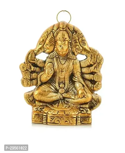 Golden Metal Panchmukhi Hanuman Decorative Religious Showpiece  Figurine for Home-thumb3