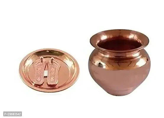 Copper Lota with Charan Combo Set for Puja-thumb0