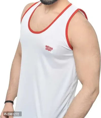 White Slim fit Vest Indian Army Sando for Men-thumb3