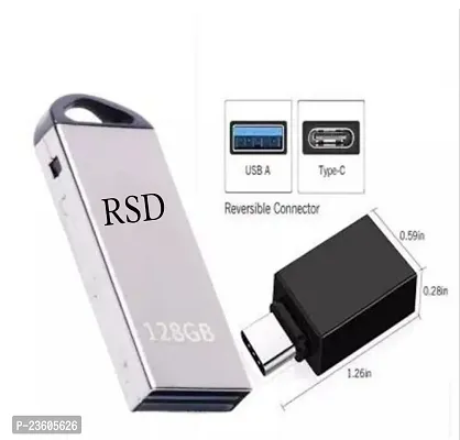 Pen Drive 128 GB Pen Drive (Silver) WITH OTG