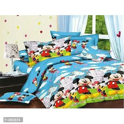 Trendy Attractive Microfiber Double 1 Bedsheet 2 Pillow Covers