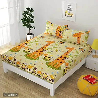 Pansy 140 TC Queen Size Cotton Cartoon Bedsheet (Pack of 1, Multicolor)-thumb0