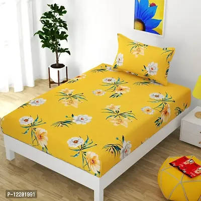 Pansy 165 TC Cotton Single Floral Bedsheet (Pack of 1, Yellow)