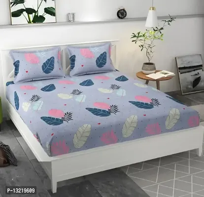 Classic Glace Cotton Printed Double Bedsheet with Pillow Covers