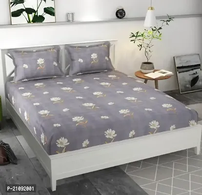 Classic Glace Cotton Printed King Bedsheet with Pillow Covers