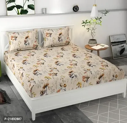 Classic Glace Cotton Printed King Bedsheet with Pillow Covers