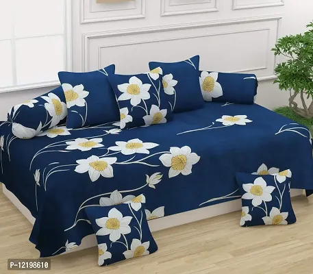 Pansy Super Soft Orginal Floral Diwan Set 175 TC Cotton Blue