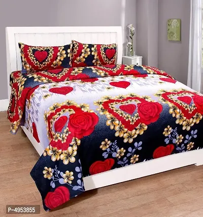 Printed Polycotton Double Bedsheet with 2 Pillow Covers-thumb0