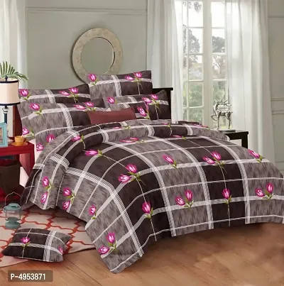 Multicolor Printed Double Bedsheet with two pillow covers