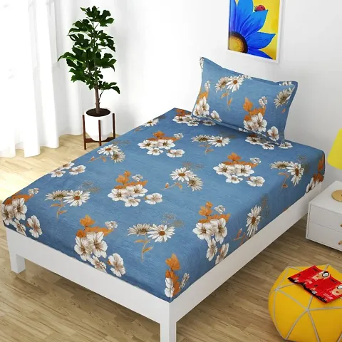 Super Soft Glace Cotton Printed Single Bedsheets