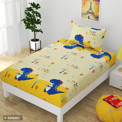 COTTON SINGLE BEDSHEET WITH 1 PILLOW COVER-thumb0