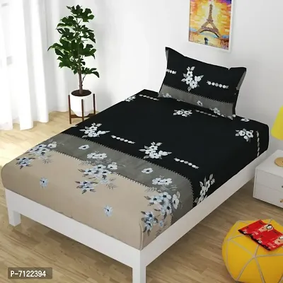 Attractive Glace Cotton Single Bed Bedsheet With 1 Pillow Cover-thumb0