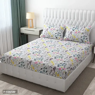 Classic Glace Cotton Printed King Bedsheet with Pillow Covers