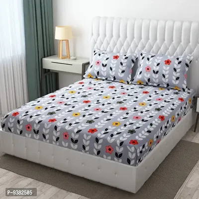 Classic Glace Cotton Printed King Bedsheet with Pillow Covers