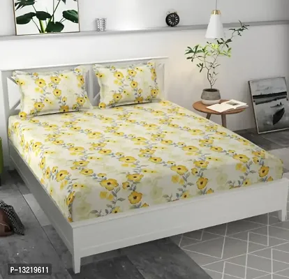 Classic Glace Cotton Printed Double Bedsheet with Pillow Covers