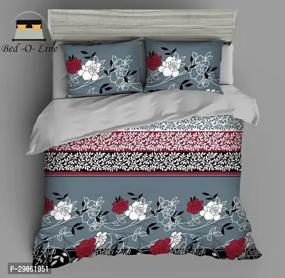 Microfiber Printed Bedsheet with 2 Pillow Cover-thumb0