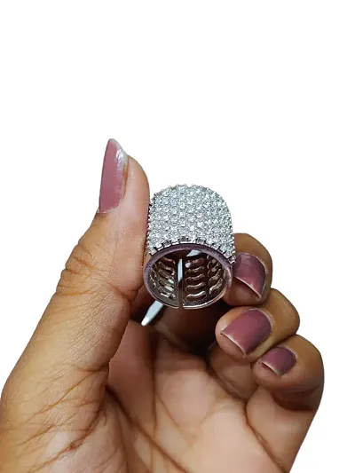 LATEST DESIGN SOLITAIRE SILVER PLATED AMERICAN DIAMOND ADJUSTABLE RING