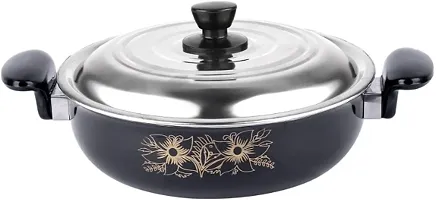 Induction Base Non-Stick Kadhai with lid 26 cm diameter  2.5 L capacity ( Cast iron Non-stick)-thumb4